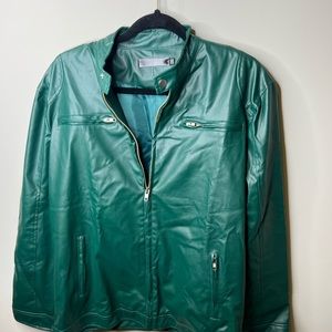 Men’s Green Faux Leather Jacket Size 3XL